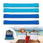 4 Pack Towel Bands for Beach, Pool & Cruise Chairs, The Better Towel Chair Clips Towel Holder Beach Towel Clips (2 Pack Blue+2 Pack Turquoise)