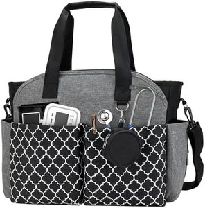 Korolev Nurse Bag for Work, Nurse Tote Bag, Nursing Bag with Multiple Pockets for Nurse and Working Women, Gray-black