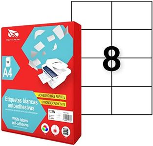 Raylu Paper ® - Etiquetas Autoadhesivas Blancas Para Imprimir, Pegatinas Adhesivas De Papel En Hojas A4 Para Impresora Inkjet, Láser Y Fotocopiadoras, 8 Etiquetas Por Hoja (105 x 74 mm)