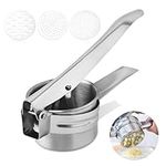 ABRVUAHM Potato Ricer Masher with 3 Interchangeable Discs, Heavy Duty Stainless Steel Potato Ricer for Mashed Potatoes, Juicer Vegetable Fruit Press, Dishwasher Safe Press and Ricer Kitchen Tool