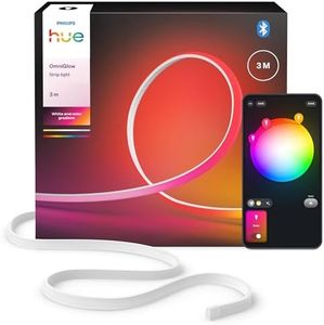 Philips Hue OmniGlow 3m Mikro LED-Lightstrip, 2700 lm Lichtband, farbige LED Streifen für Ambiente, Flexible indirekte Beleuchtung, Gleichmäßiges Licht, Zuschneidbar, App- und Sprachsteuerung