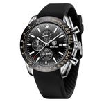 BY BENYAR Watch for Men Analog Quartz Chronograph Waterproof Luminous Designer Mens Wrist Watches Business Work Sport Casual Dress Watch with Silicone Strap Elegant Unique Gifts for Men