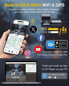 GKU 4K Dual Dash Cam with WiFi and GPS – Front and Rear Camera