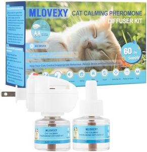 MLOVEXY Cat Calming Diffuser for Cat Anxiety Relief, Cat Pheromones Calming Diffuser to Reduce Cat Scratching and Spraying (2 Refils, 60 Days therapet md cat Diffuser)