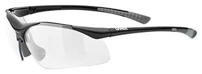 uvex Sportstyle 223 - Sports Sunglasses for Men and Women - Mirrored Lenses - Comfortable & Non-Slip - Black Grey/Clear - One Size