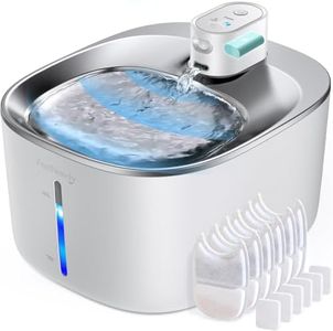 Katzentrinkbrunnen Kabellos mit Bewegungsmelder Batteriebetrieben Trinkbrunnen für Katzen Edelstahl Con Sensor, FEELNEEDY 4L Katzenbrunnen Ohne Strom Leiser mit 6 Filter+12 Schwämme-ABS Weiss