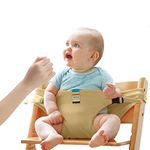 Lychee Baby Dining Chair Safety Seats with Straps, Toddler High Chair Harness Belt, Portable Feeding Booster Seat Strap for Travel/Home/Restaurants/Shopping (Khaki)