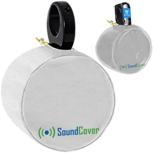 White Waterproof 600D Marine Wake Tower Speaker Covers – Medium (H 9.8" x W 9.8" x D 12") – Weather-Resistant Protection for Marine and Off-Road Audio Systems