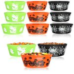 com-four® 12x Halloween snack bowls - bowl set for packaged sweets - plastic snack plates - party tableware for Halloween and theme parties (12 pieces - 3 colors)