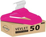 GVTECH Premium Velvet Hangers, [50 Pack] Non Slip and Heavy Duty Velvet Suit Hangers (45cm) with Tie Bar, 360° Swivel Hooks, Sturdy to Hold Jumper, Pullovers, Jackets & Hoodies (50 Pack, Pink)