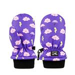 HIGHCAMP Toddler First Pair of Winter Snow Mittens Waterproof Rookie Ski Snowboard Gloves for Small Kids Baby Boy Girl, Viola, X-Small