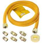 JUWO 72" Dryer Gas Line Kit for Stove, Water Heater, 5/8" OD Stainless Steel Gas Hose Connector Kit with 3/4" FIP & 3/4" MIP & 1/2" MIP Fittings, Long Distance Connection