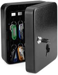 Flexzion Key Cabinet Steel Box with Combination Lock with Number Tags & Hooks - Wall Mounted Safe Organizer, Security Storage Lock Box System for Homes, Hotels or Business