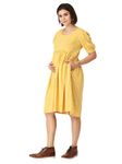 The Mom Store Maternity and Nursing Dress | Cotton | Zipper for Easy Feeding | Pre and Post Pregnancy | Sundress Polka | Yellow | 2XL