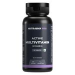 Nutrabay Pro Active Multivitamin for Women - 30 Tablets | Effective Doses of Iron, Vitamin A, B5, B6, C, D, E & K and Multiminerals | Immunity, Hair, Skin, & Bone Support