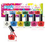 Set of 6 Nail Polishes - 10ml Each Bright Shades in a Stylish Box for Trendy Looks by Beauty4Britain