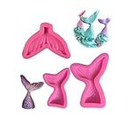 WTTUOAM 3 Pcs Mermaid Fondant Chocolate Baking Mould, Mermaid Tail Silicone Fondant Mould Cake Decoration Tool for Jelly Candy Chocolate Soap(Pink)