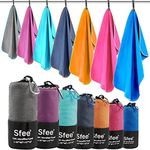 Sfee 2 Pack Microfiber Travel Towel, Quick Dry Towel Camping Towel Gym towel, Super Absorbent Compact Lightweight Sport Towel for Gym Travel,Beach,Hiking,Backpacking, Workout, Pool, Bath, Yoga