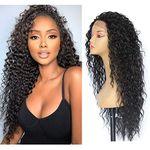 Sapphirewigs Curly Black Lace Front Wig Synthetic Wigs for Women Curly Wigs 13x3 Daily Wear Party Halloween Heat Resistant Wig 26inch