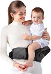 Baby Hip Seat Carrier, GROWNSY Ergonomic Hip Seat Baby Carrier with Multiple Pockets, Adjustable Extended Waistband for Newborns & Toddlers up to 50 lbs, Grey