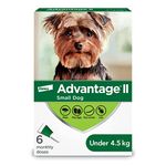 Advantage II Flea Treatment for Small Dogs weighing less than 4.5 kg (less than 10 lbs.)-6 doses