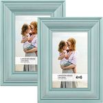 Langdon House 4x6 (10x15 cm) Real Wood Picture Frames (Eggshell Blue - Gold Accents, 2 Pack), French Country Style Wooden Photo Frame 4 x 6, Lumina Collection