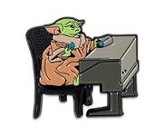 Star Wars: The Mandalorian "The Child" Grogu Desk With Cookie Enamel Pin Badge | Metal Brooch Accessories For Backpack, Clothes, Lapels | Official Disney+ Baby Yoda Collectible