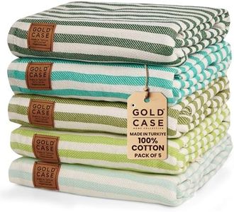 Gold CASE Turkish Beach Towel Set of 5 – 100% Cotton Large Turkish Bath Towels 71 x 40'' – MYRA Oversized, Quick Dry & Sand Free Towels – Lightweight Peshtemal – Green