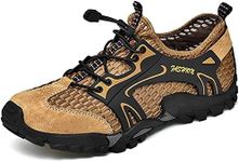 Asifn Men's Water Shoes Quick Dry Sports Aqua Shoes Soft Hiking Breathable Lightweight Outdoor Mesh Sandals Barefoot Training Walking Sneakers 11.5-12 Brown,11.45" Heel to Toe