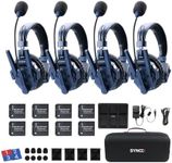 SYNCO Xtalk Master 4 Users Wireless Intercom Headset System Communication Headsets for 4 Persons, 500m Range 1640ft 2.4GHz ENC Noise Cancellation USB-C UAC Connectivity 15H Battery (XM4/4 PCS)