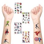 4 Sheet Super Hero Avengers Temporary Tattoos Stickers for Kids,Superhero Party Bag Filler Favors Cute Fake Tattoos Stickers for Kids Boys Girls School Rewards Gifts