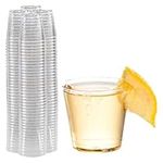 Prestee Disposable Shot Glasses 1 oz - 100 Pack Clear Plastic Shot Glasses for Party, Mini Jello Shot Cups, Small Plastic Cups for Tastings, Condiments, Snacks, and Cocktail Sampling