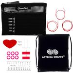 ChiaoGoo Knitting Needles Interchangeable Twist Minis Red Lace 5-Inch Needle Set Bundle with 1 Black Project Bag 7500-M