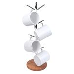 simesove Drying Storage Rack Holder Home Storage Mug Hooks Multipurpose Display Stand Metal Tree Shape Mug Coffee Cups Stand with 8 Hooks - Walnut Base