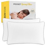 MONHOUSE Pocket Sprung Pillow - Memory Foam Body Pillow For Neck Pain - Sleeping Pillow - Bed Pillows - Bounce Back Guarantee, Relieves Head, Neck and Should Pain - 68x42x16cm - Set of 2 - White