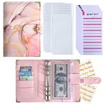 Budget Binder with Zipper Envelopes,A6 Money Organizer for Cash with 12PCS Cash Envelopes,12PCS Budget Sheets, 28 PCS Categories Sticker Labels for Budgeting(Pink)