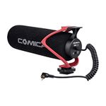 comica CVM-V30 LITE Video Microphone Super-Cardioid Condenser On-Camera Shotgun Microphone for Canon Nikon Sony Panasonic Camera/DSLR/iPhone Samsung Huawei with 3.5mm Jack (Red)