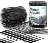 Home Intuition 2-Pack Leader and Gutter Guard from Leaves, Twigs, Branches Plastic Mesh Guards Leaf Protector 6" inch Wide 40' Feet Long Total