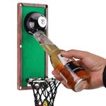 Snooker Magnetic Bottle Opener with Cap Catcher Collector, Beer Bottle Opener Wall Mount, Novelty Beer Gifts for Men Dad Husband Him for Man Cave Accessories, Pool Table Accessories, Home Bar, Garden