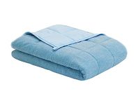 Cooling Weighted Blanket 10 Pounds - Satwip Cool Moire Jersey Bed Blanket for Hot Sleeper with Soft Breathable Sanded, 48 x 72 inches, Blue