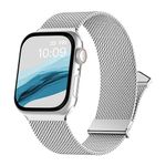 Metal Strap Compatible with Apple Watch Strap 38 mm 40 mm 41 mm 42 mm, Stainless Steel Mesh Bracelet with Magnetic Closure for Apple Watch SE Series 10 9 8 7 6 5 4 3 2 1, Silver