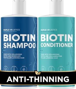 Volumizing Biotin Shampoo and Conditioner Set - Sulfate Free Biotin Hair Conditioner for Dry Hair Damage and Biotin Shampoo B Complex with Keratin Jojoba and Argan Oil for Scalp and Hair treatment (Biotin, 475 ml (Pack of 2))
