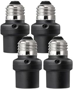 DEWENWILS Light Sensor Socket 4 Pack, Automatic Dusk to Dawn E26/E27 Socket Adapter, Double Sensors for Porch/Wall Light Fixtures, Compatible with Incandescent/CFL/LED/Halogen, Black, ETL Listed