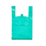 LazyMe 12 x 20 inch Plastic Lake Blue T Shirt Bags, Handle Shopping Bags, Multi-Use Merchandise Bags, Blue Plain Grocery Bags, Durable, (100 Pcs, Lake Blue)