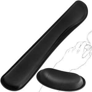 AVAKOT Ergonomic Gel Keyboard Wrist Rest Mousepad Rests for Computer, Memory Foam Keyboard Wrist Rest Set, Keyboard Mouse Wrist Support for Typing Pain Relief, Desk Pads Support Hand and Arm, Black