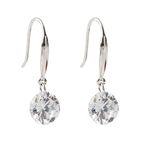 925 Sterling Silver 2ct Solitaire Cubic Zirconia Diamond Stone Dangle Earrings