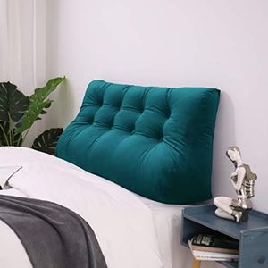 VERCART Cuscino Cuneo Letto Schienale Rialzato Doppio Petto Schiena Grandi Cuscini per Dormire da Lettura Grande Testiera per Letto Divano con Federa Removibile Biancheria Velluto Turchese 120cm