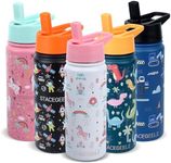 STACEGEELE Kids Stainless Steel Water Bottle with Straw Kids Insulated Water Thermos for School Kids Metal Water Bottles for Boys Girls Double Wall Vacuum Leak Proof BPA Free 18oz 550ml Princess
