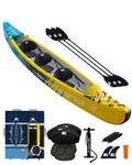 BEYOND MARINA Inflatable Kayak 1 & 2 & 3 Person Adult- Full Drop Stitch Kayak with Aluminum Paddles, Seats, Footrests, Pump, Fins