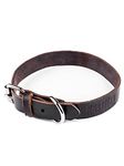 Mighty Paw Strong Brown Leather Dog Collar - Distressed Leather For A Stylish & Modern Look - Super Soft Pliable Leather For Ultimate Comfort - Lasting Durability & Strenght - Perfect Fit For Your Pup